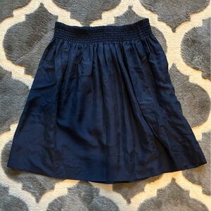 NWT Talbots 100% Silk Navy Skirt elastic waist pull on pockets